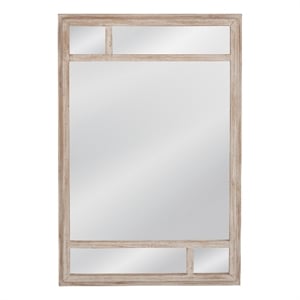 Pemberly Row Geometric Coastal Wall Mirror in White Wash Wood