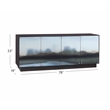 Pemberly Row Hardwood Server with Glass Doors in Dark Brown Oak