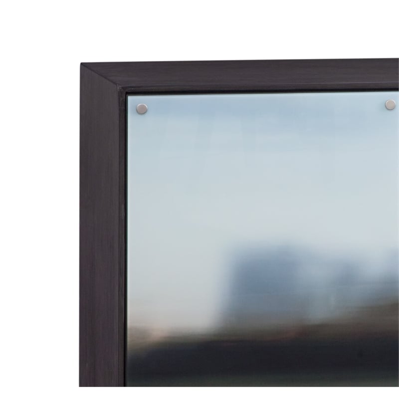 Pemberly Row Hardwood Server with Glass Doors in Dark Brown Oak