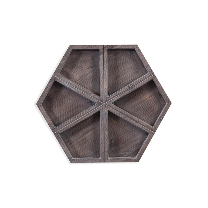 Pemberly Row Octagonal 3D Wood Wall Hanging in Weathered Gray