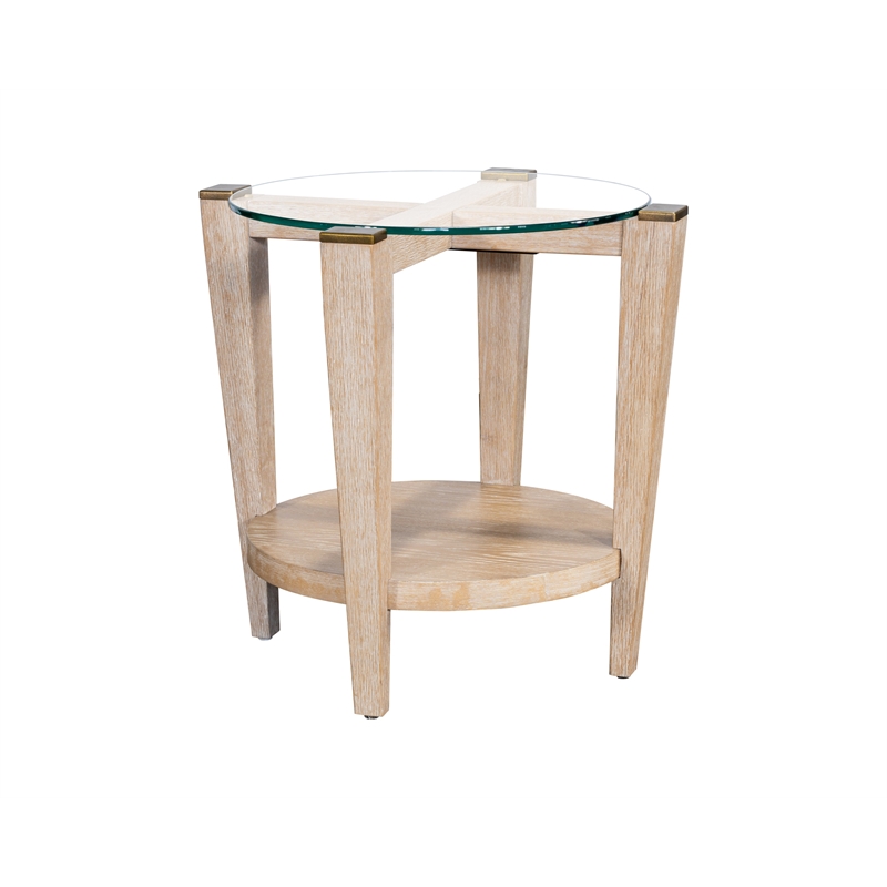 Pemberly Row Modern Coastal Wire-Brushed End Table in Bleached Oak