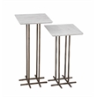Pemberly Row White Marble Accent Table Set of 2 with Gold Iron Base