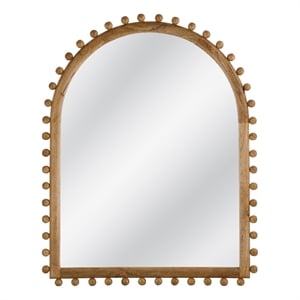 Pemberly Row Boho Wood Wall Mirror with Knob Accents in Natural