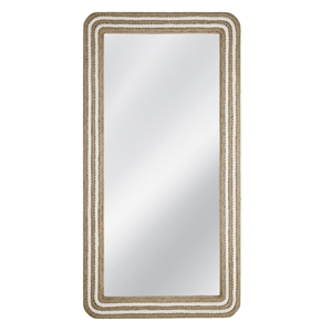 Pemberly Row Modern Coastal Rope Floor Mirror in White and Natural