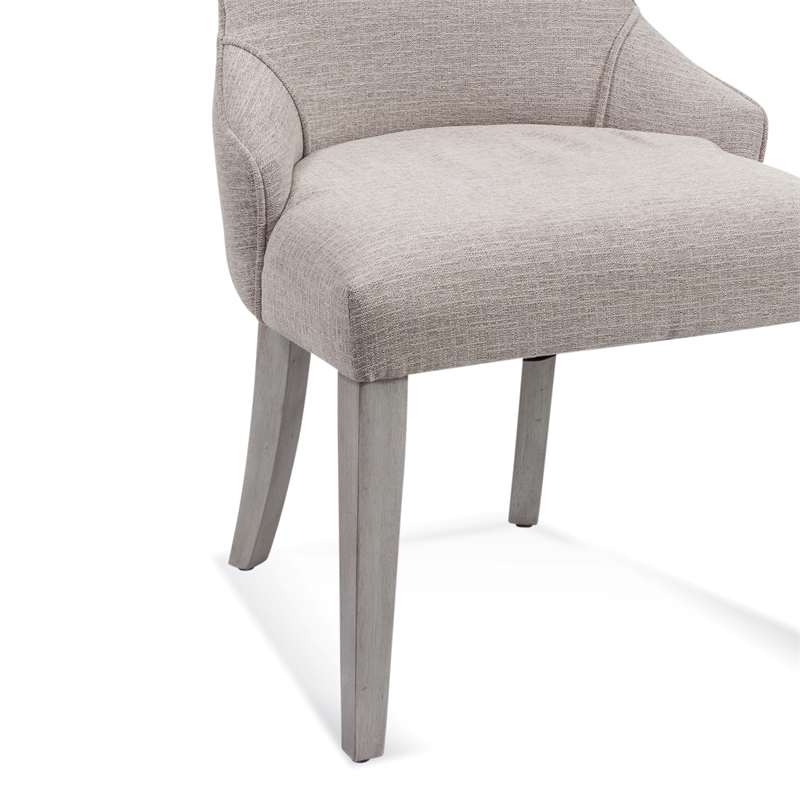 Pemberly Row Coastal Parsons Dining Chair Set of 2 in Washed Gray