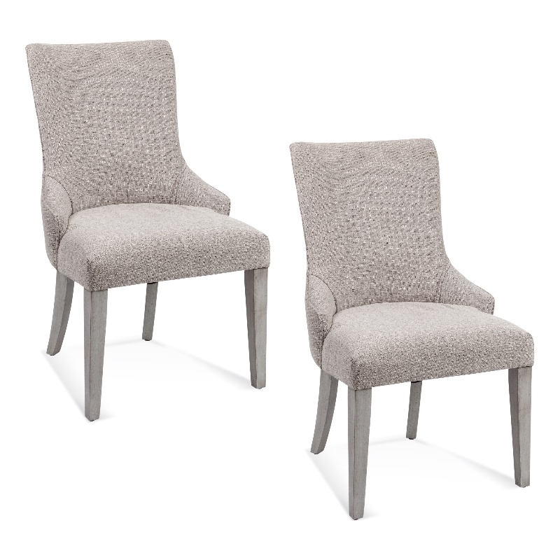 Pemberly Row Coastal Parsons Dining Chair Set of 2 in Washed Gray