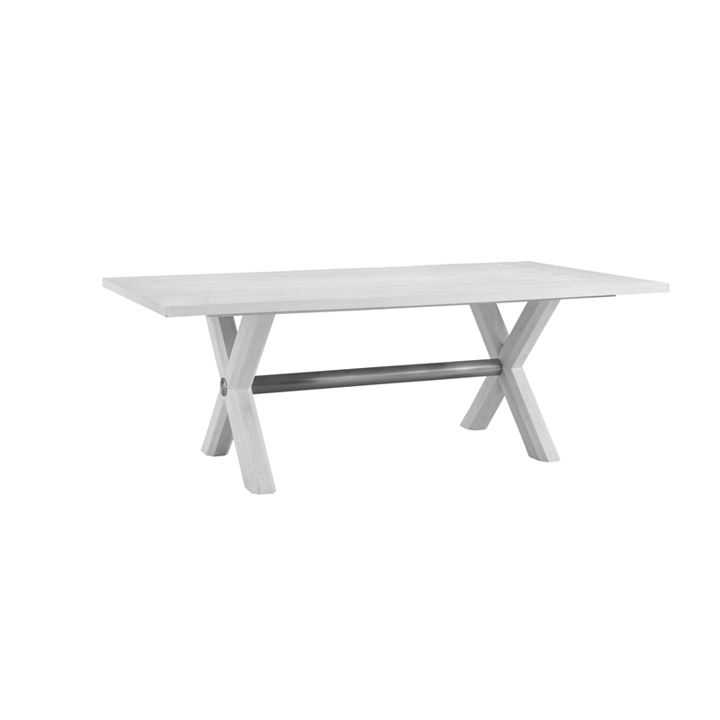 Pemberly Row Modern Coastal X-Frame Dining Table in White Oak
