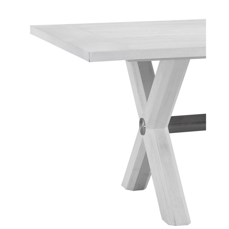Pemberly Row Modern Coastal X-Frame Dining Table in White Oak