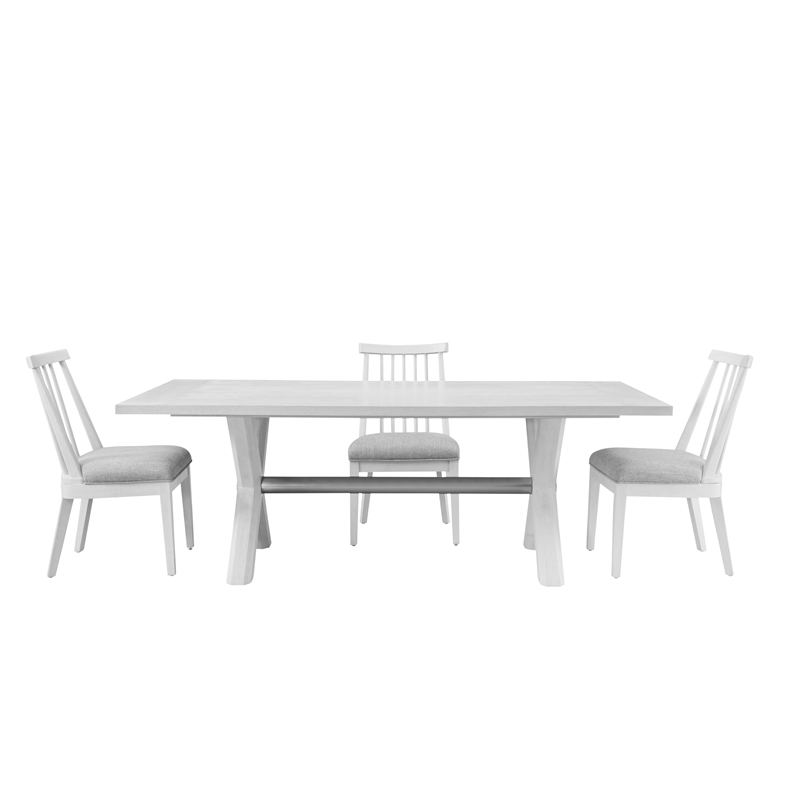 Pemberly Row Modern Coastal X-Frame Dining Table in White Oak