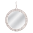 Pemberly Row Round Coastal Wall Mirror with White Rope Frame