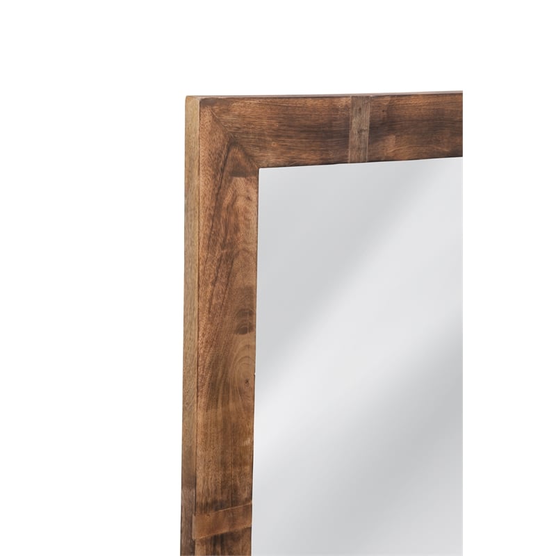 Pemberly Row Rustic Mango Wood Floor Mirror in Natural Finish