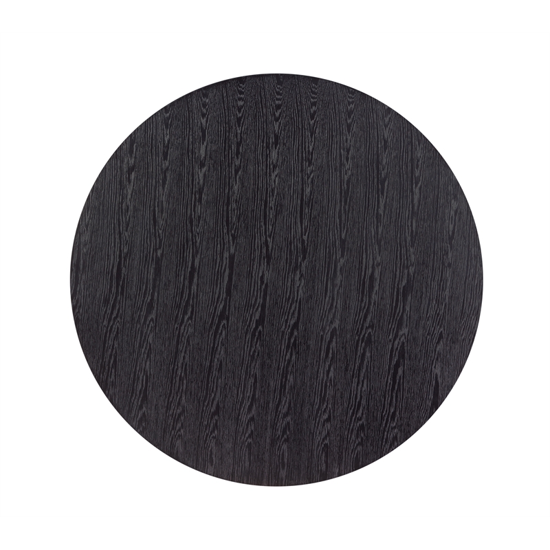 Pemberly Row Contemporary Round Slat Base Dining Table in Black
