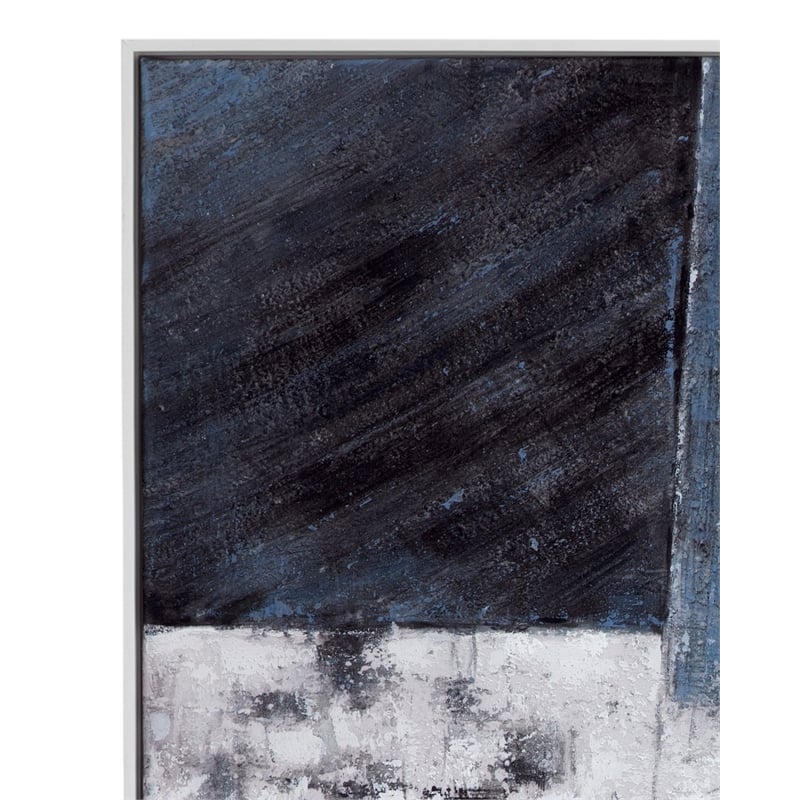Pemberly Row Abstract Hand Painted Canvas Art in White Frame