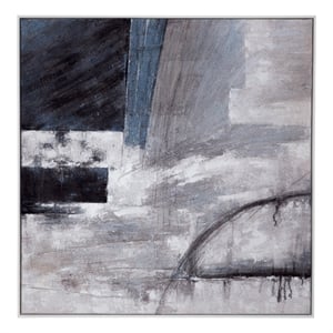 Pemberly Row Abstract Hand Painted Canvas Art in White Frame