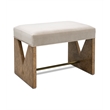 Pemberly Row V-Cut Base Upholstered Accent Stool with Brass Bar
