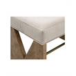 Pemberly Row V-Cut Base Upholstered Accent Stool with Brass Bar