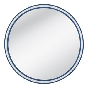 Pemberly Row Coastal Round Wall Mirror with Rope Motif in Blue