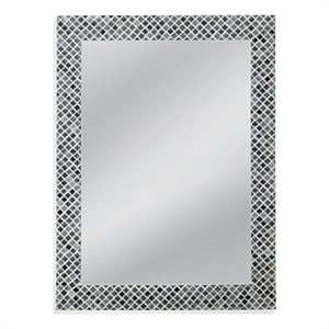 Pemberly Row Scalloped Lattice Wall Mirror in Gray and White