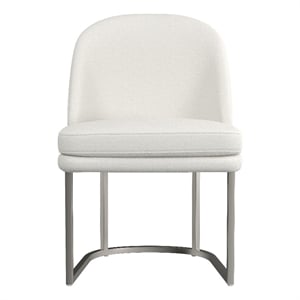 Pemberly Row Modern Boucle Dining Chair in Ivory Brushed Silver