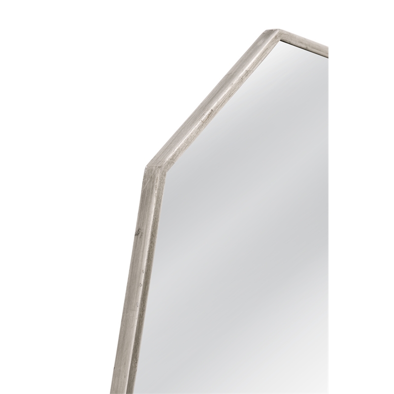 Pemberly Row Modern Elongated Polygon Wall Mirror in Silver Leaf