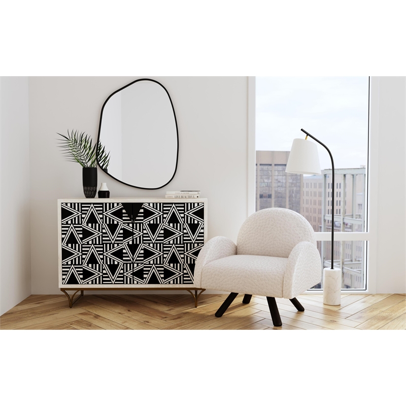 Pemberly Row Whitewash Bone and Resin Bar Cabinet in Gold Base