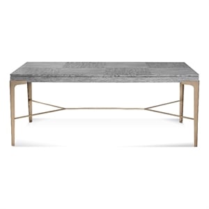 Pemberly Row Quartered White Oak Glam Dining Table in Platinum