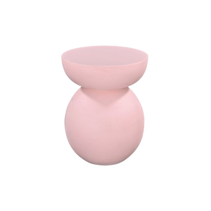 Pemberly Row Contemporary Faux Plaster Accent Table in Blush