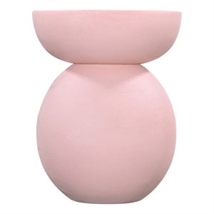 Pemberly Row Contemporary Faux Plaster Accent Table in Blush