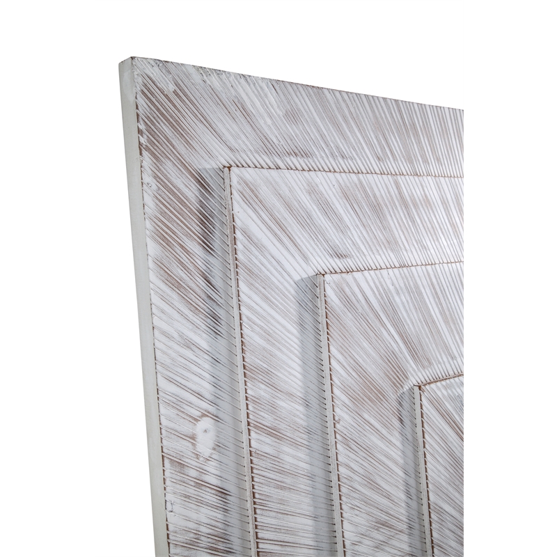 Pemberly Row Hand Carved Radiant Wall Panel in Distressed White