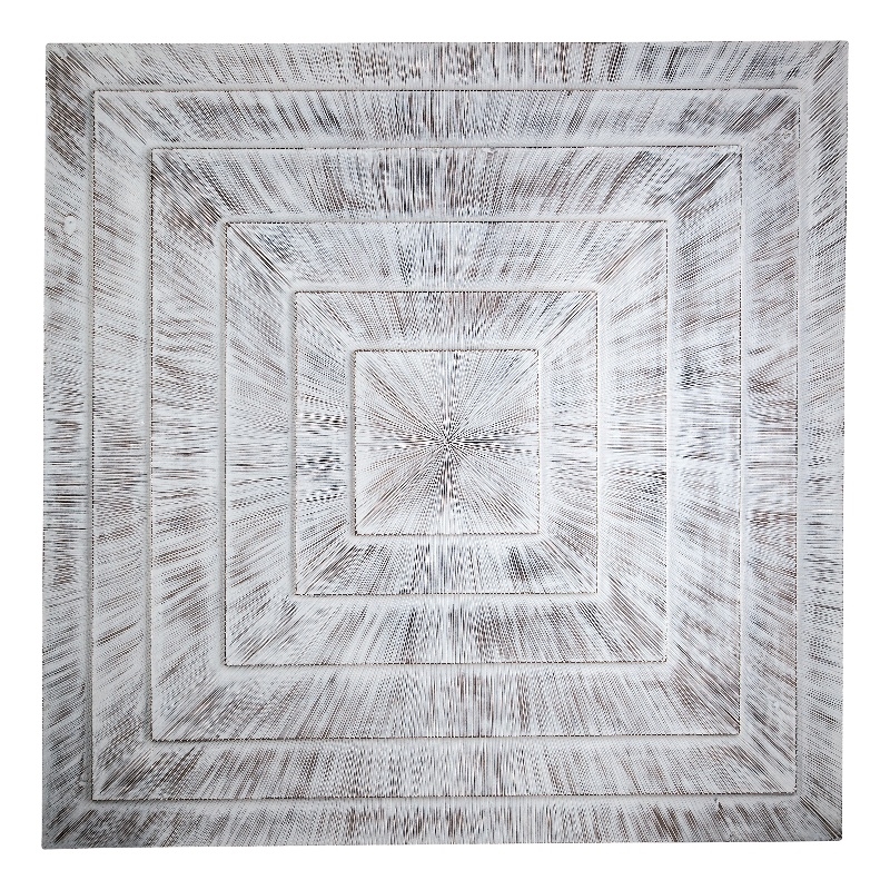 Pemberly Row Hand Carved Radiant Wall Panel in Distressed White