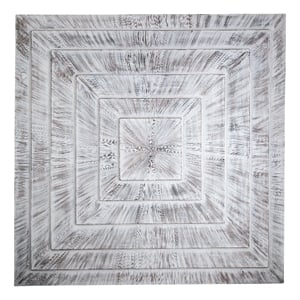 Pemberly Row Hand Carved Radiant Wall Panel in Distressed White