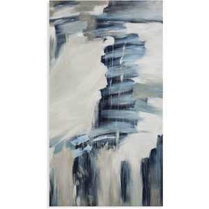 Pemberly Row Modern Oversized Hand Painted Canvas Wall Art in Blue