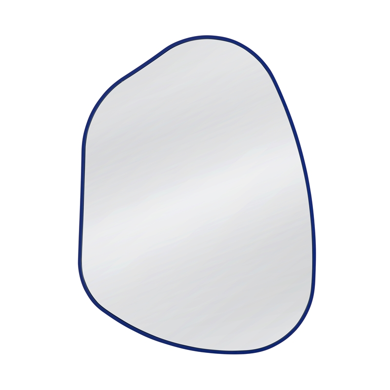 Pemberly Row Asymmetrical Wall Mirror in Navy Blue Engineered Wood