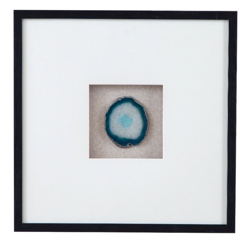 Pemberly Row Modern Geode Shadowbox Wall Art in Blue and Aqua