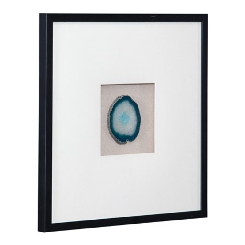 Pemberly Row Modern Geode Shadowbox Wall Art in Blue and Aqua