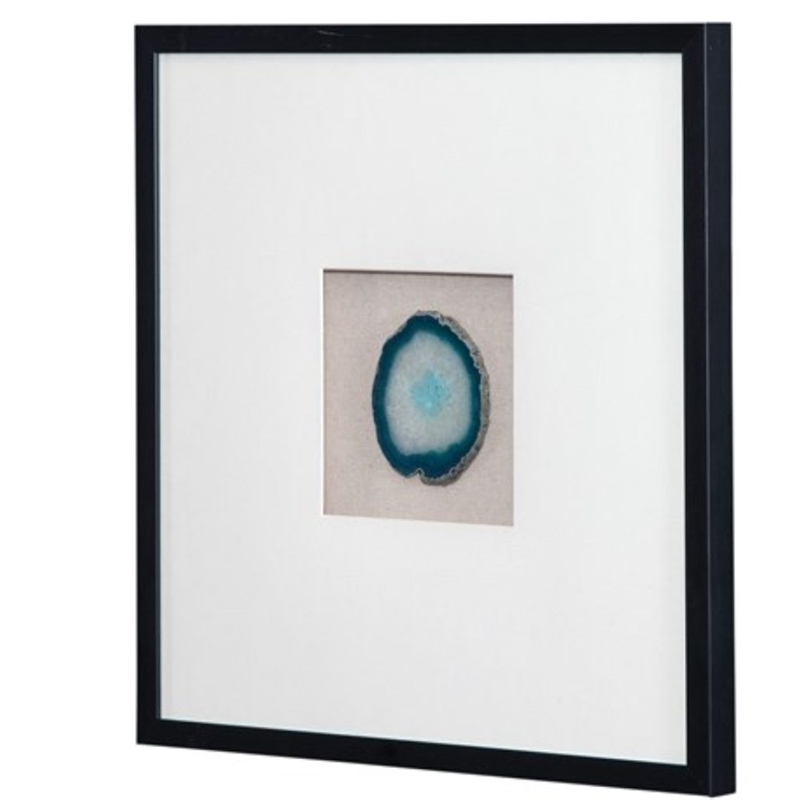 Pemberly Row Modern Geode Shadowbox Wall Art in Blue and Aqua