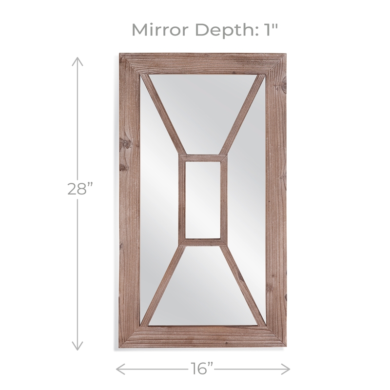 Pemberly Row Wire Brushed Coastal Wood Wall Mirror in Natural