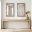 Pemberly Row Wire Brushed Coastal Wood Wall Mirror in Natural