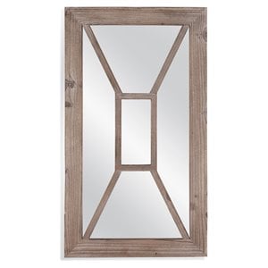 Pemberly Row Wire Brushed Coastal Wood Wall Mirror in Natural