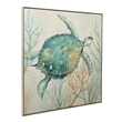 Pemberly Row Coastal Sea Turtle Framed Canvas in Silver Frame