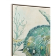 Pemberly Row Coastal Sea Turtle Framed Canvas in Silver Frame