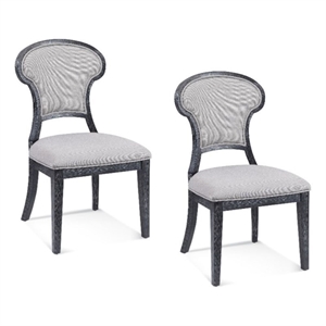 Pemberly Row Transitional Upholstered Dining Chair Set of 2 in Black
