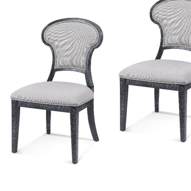 Pemberly Row Transitional Upholstered Dining Chair Set of 2 in Black