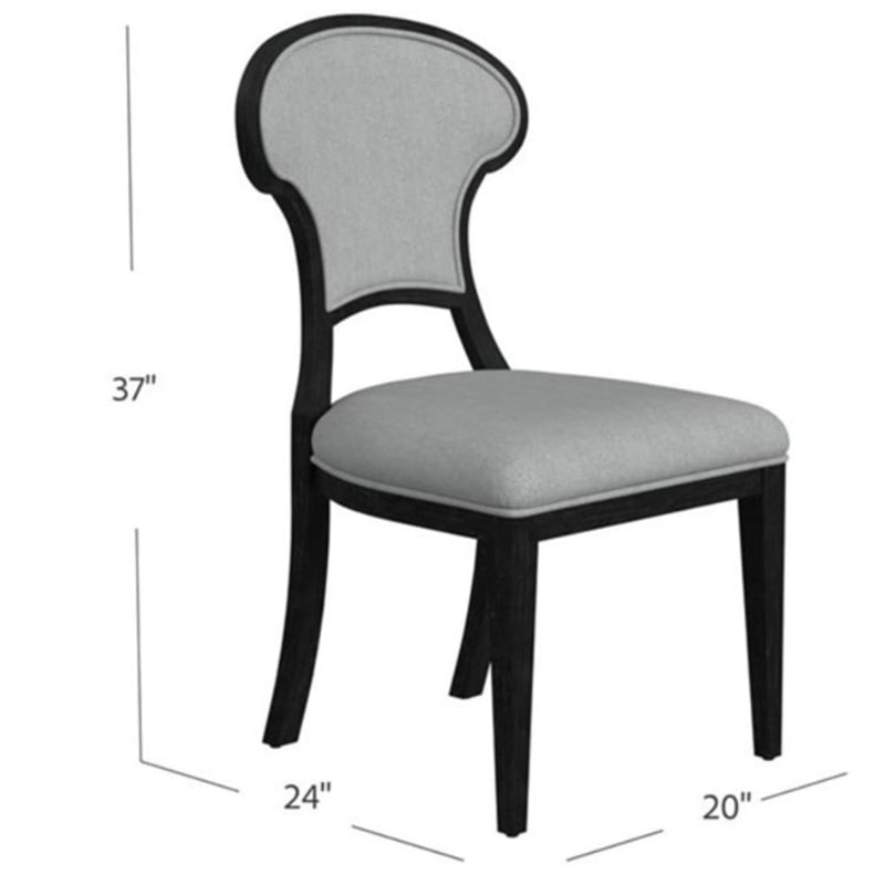 Pemberly Row Transitional Upholstered Dining Chair Set of 2 in Black