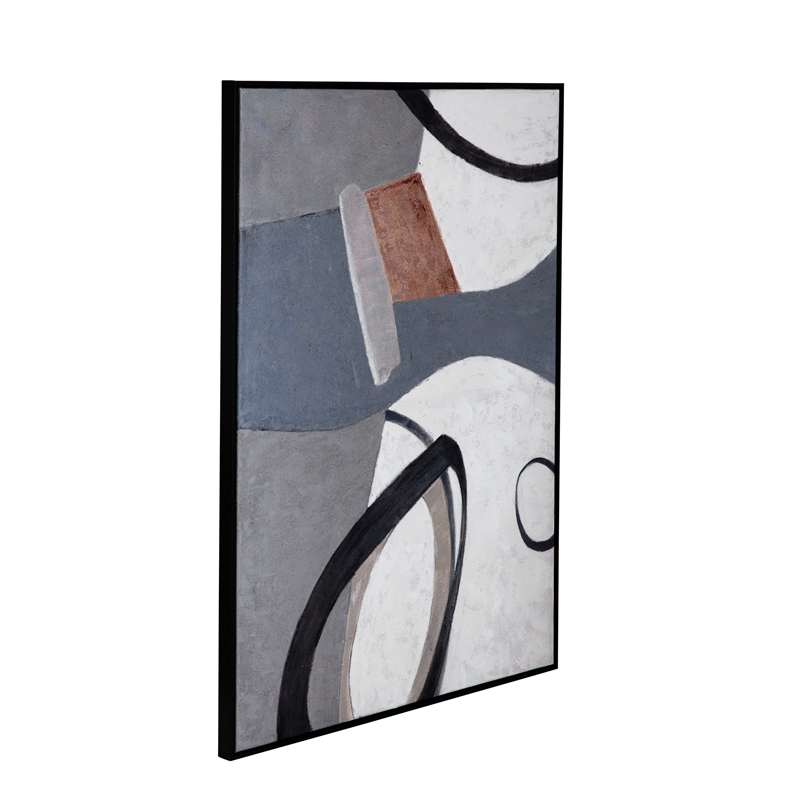 Pemberly Row Hand Painted Framed Canvas in Gray Black Molding
