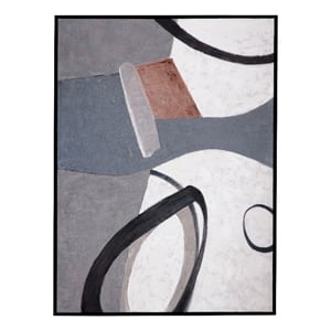 Pemberly Row Hand Painted Framed Canvas in Gray Black Molding