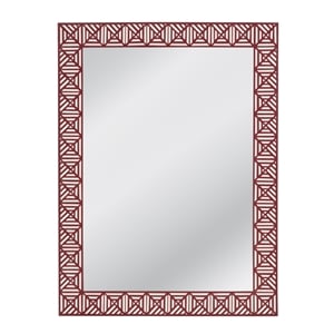 Pemberly Row Geometric Boho Wall Mirror in Maroon and White Resin