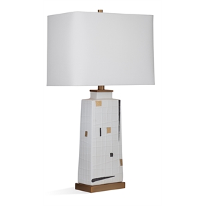 Pemberly Row Modern Hand Crafted Ceramic Table Lamp in White