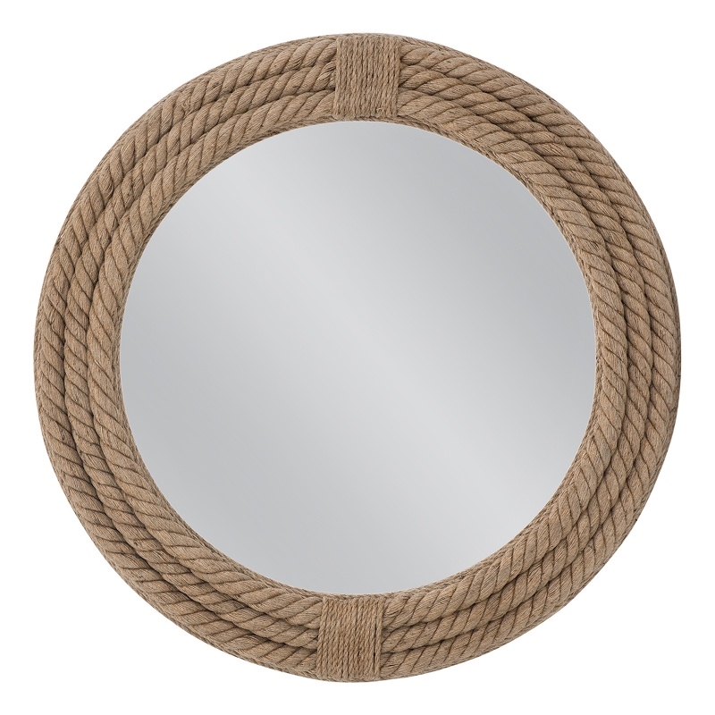 Pemberly Row Modern Coastal Round Wall Mirror with Rope Frame