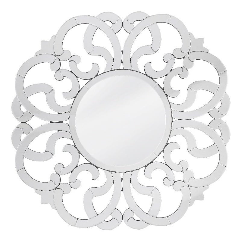 Pemberly Row Contemporary Glam Scrolling Clear Glass Wall Mirror